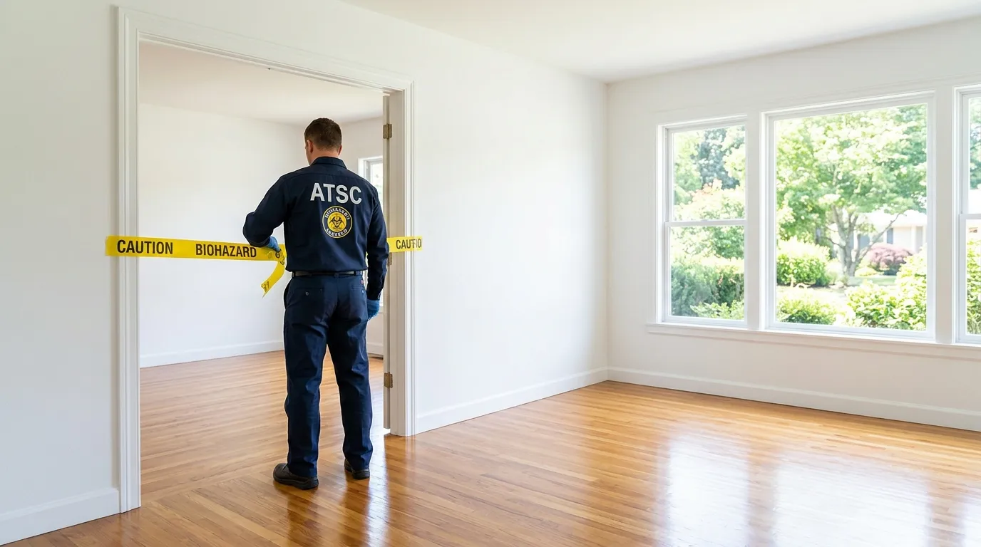 Certified biohazard cleanup crew performing Decomposition Cleanup in Lockhart